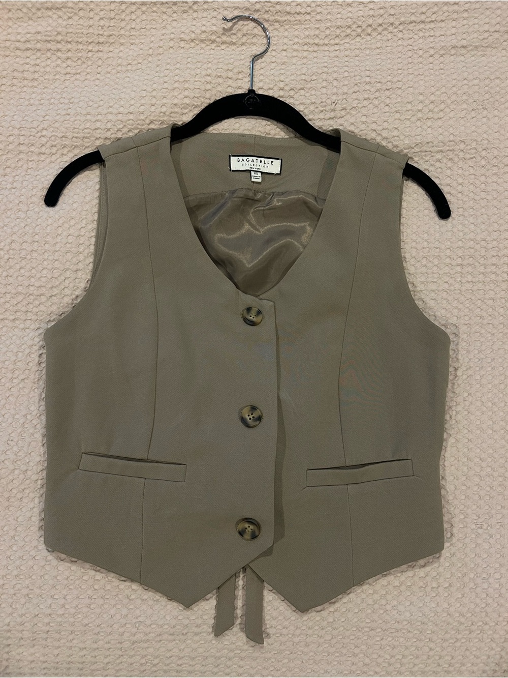 bagatelle Taupe Sleeveless Tailored Vest